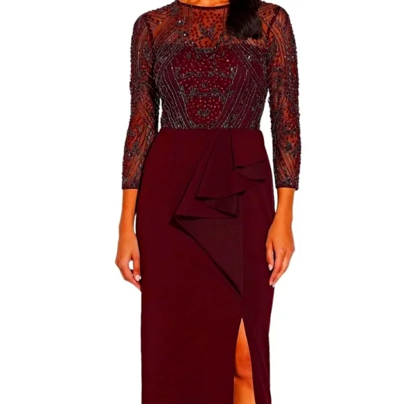 strapless open back dress RED Sleeveless 3D Floral Beaded Cocktail Dress